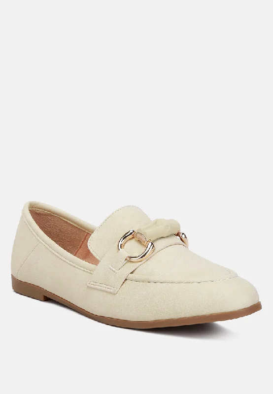 Asher Horsebit Embellished Raffia Loafers In Beige