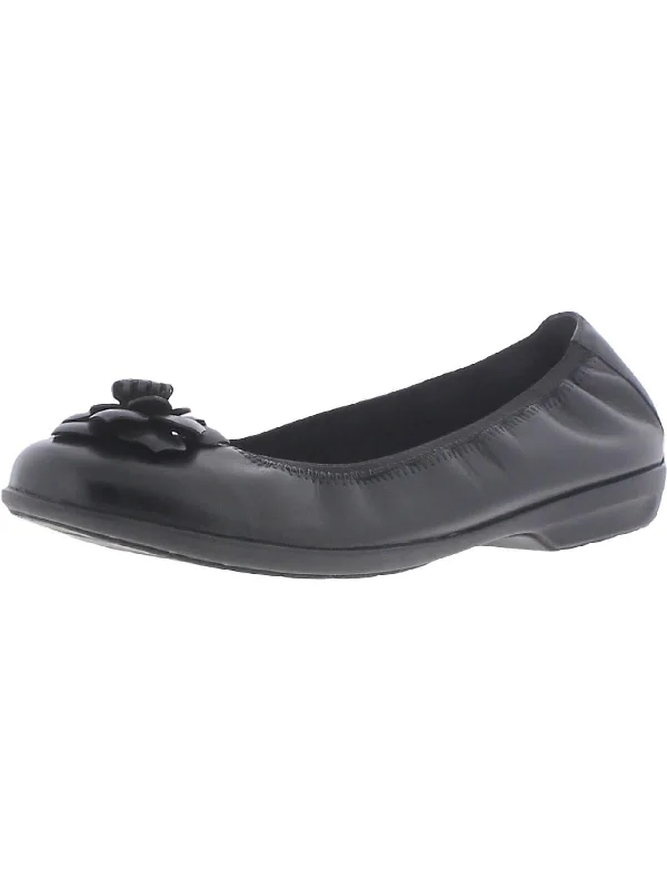 Feature Womens Leather Slip On Ballet Flats