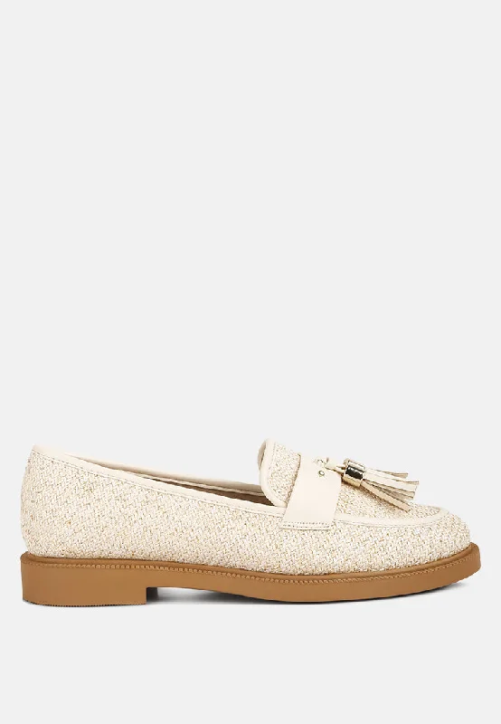 foxford tassle detail raffia loafers