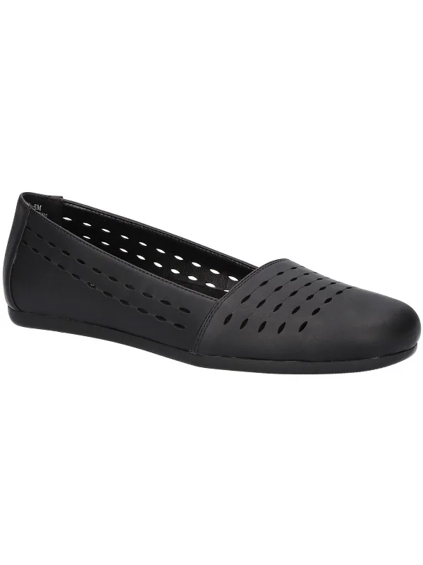 Isha Womens Faux Leather Perforated Loafers