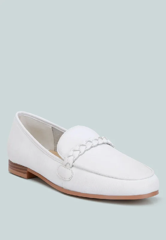 Kita Braided Strap Detail Loafers In White