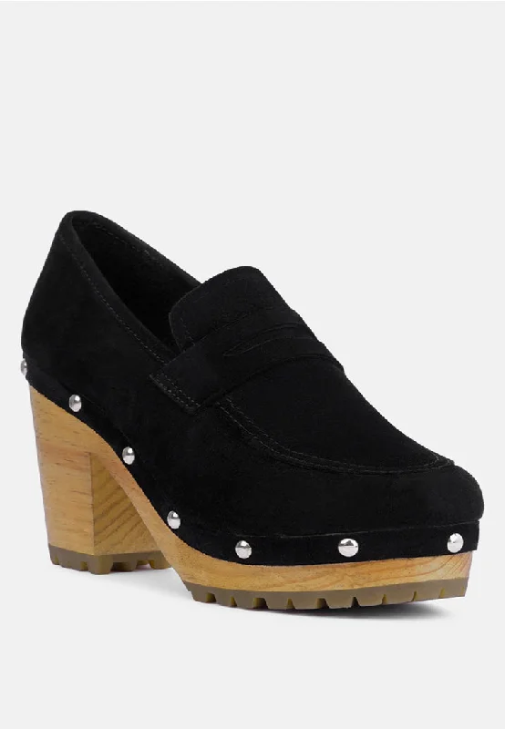 OSAGE Black Clogs Loafers in Fine Suede