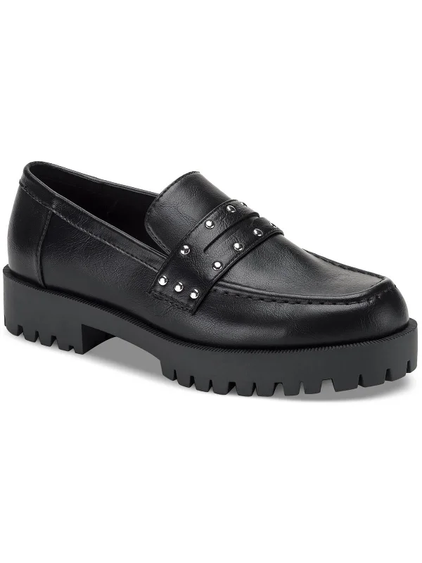 TAELENNP Womens Lug Studded detailing Loafers