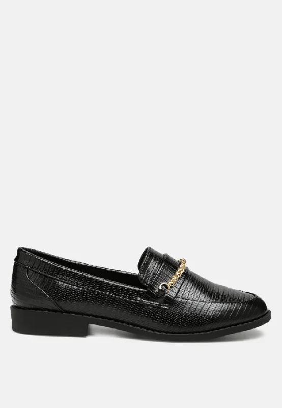 vouse low block loafers adorned with golden chain