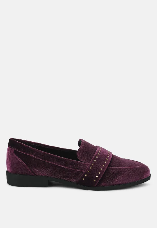 walkin stud detail velvet loafers