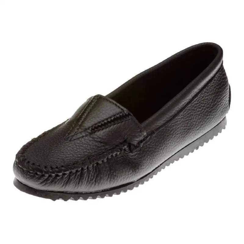 Women's Deerskin Moccasin - Gore Front In Black