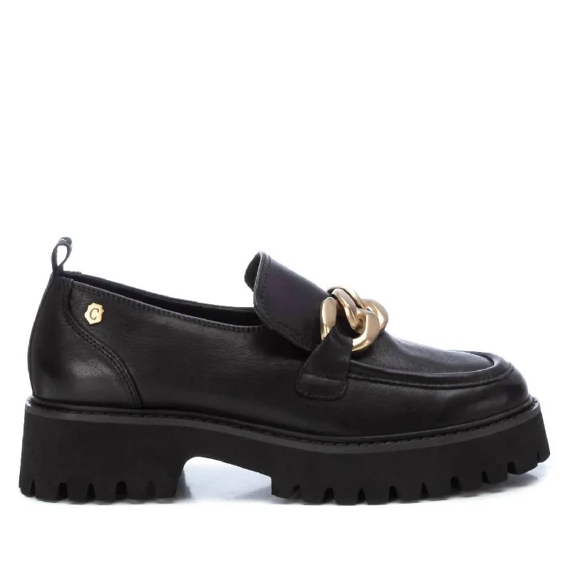 Women's Leather Moccasins In Black