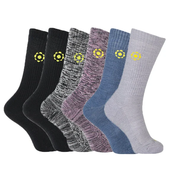 86% Rich Merino Wool Everyday Crew Socks - 6 Pack