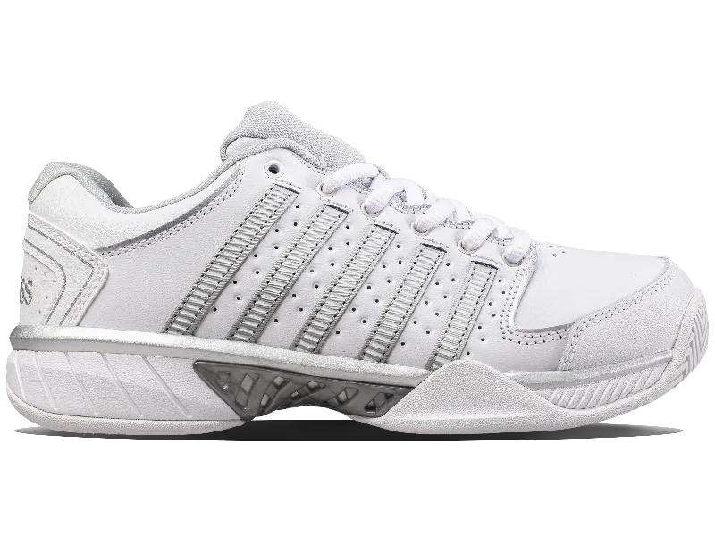 93379-107-M | WOMENS HYPERCOURT EXPRESS LEATHER | WHITE/SILVER/GLACIER GRAY