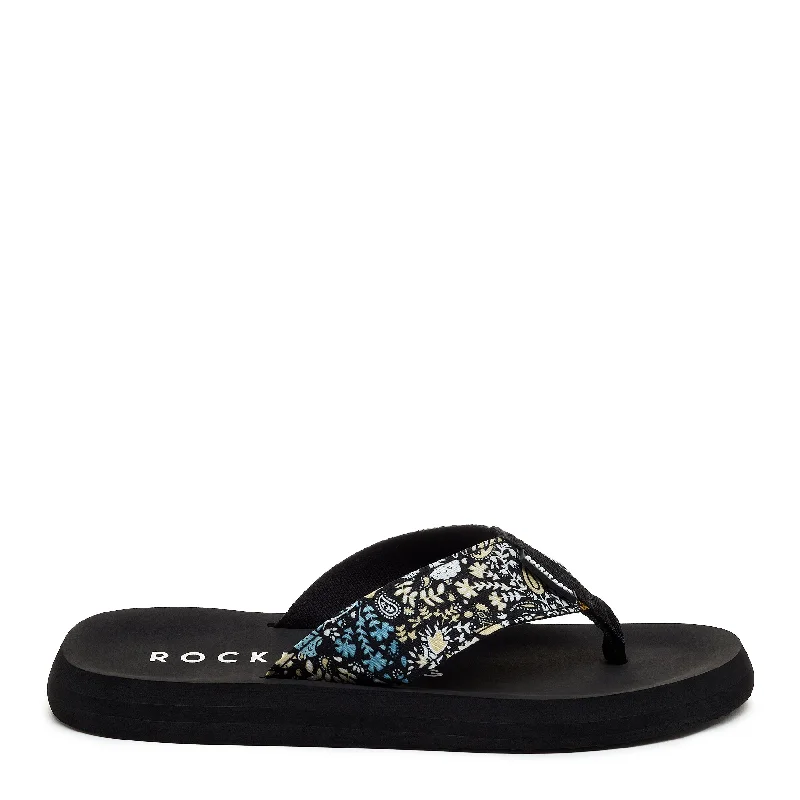 Adios Black Petite Floral Flip-Flops