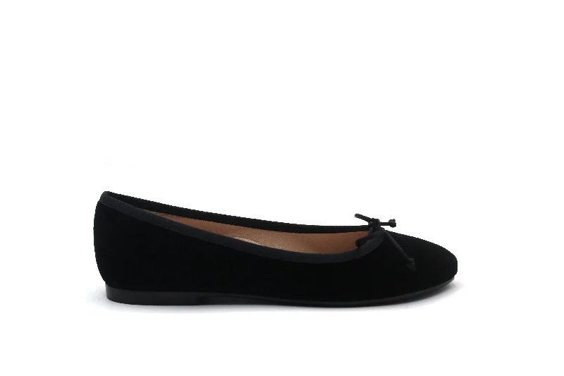 Beberlis Quilted Velvet Black Ballet Flat