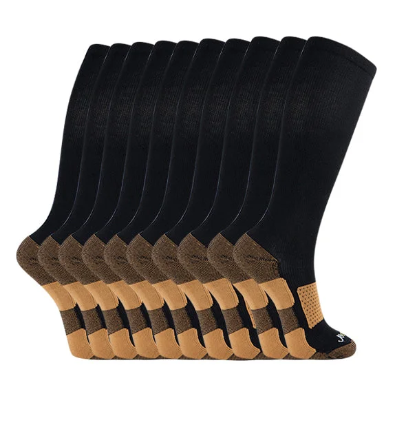 Copper Bamboo Cushion Everyday Compression Socks (15-20mmHg) - 10 Pack