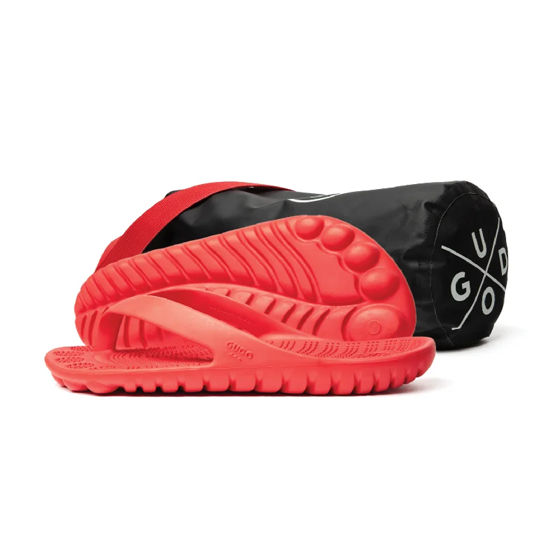 Fire Red Flip-Flops + Drybag