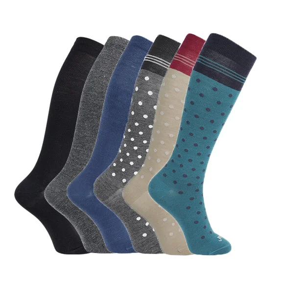 Lightweight Merino Wool Everyday Compression Socks (15-20mmHg) - Dots-6 Pack