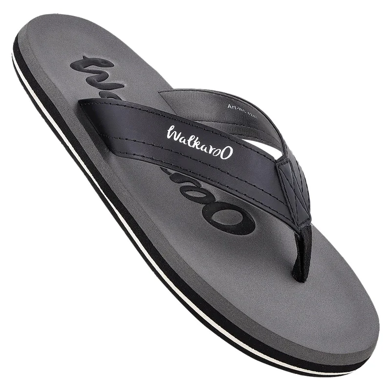 Men's Printed Flip Flop Slippers - WC4247 Grey Black