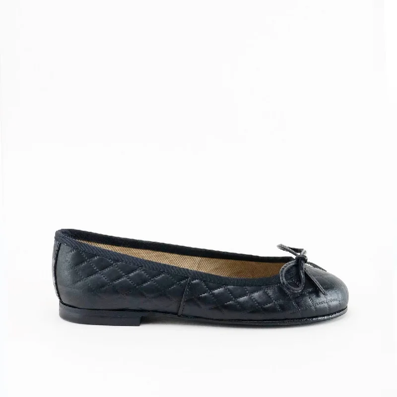 Papanatas Quilted Black Ballet Flat