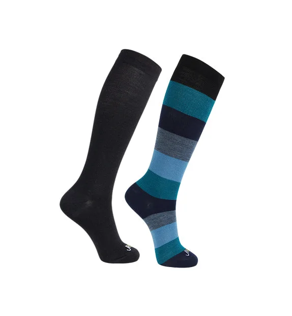 75% Rich Merino Wool Everyday Compression Socks (15-20mmHg) - Colorblock -2 Pack