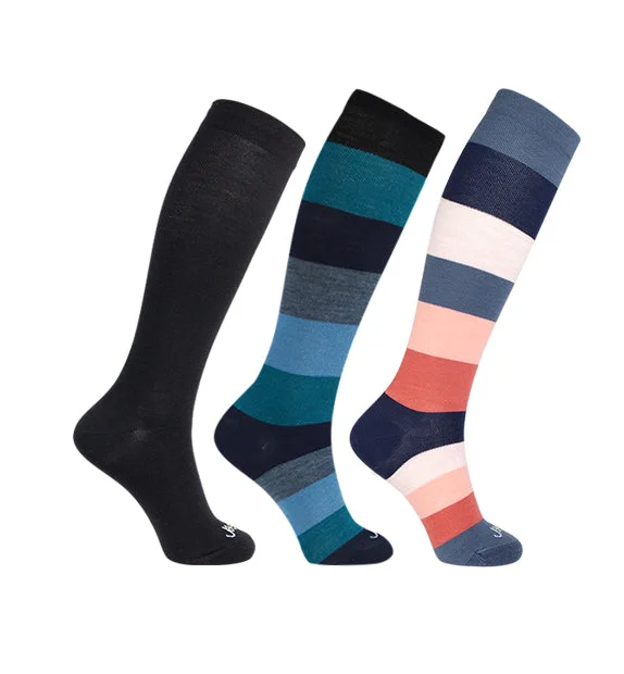 75% Rich Merino Wool Everyday Compression Socks (15-20mmHg) - Colorblock -3 Pack