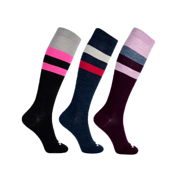 80% Rich Merino Wool Everyday Compression Socks (15-20mmHg) - Stripes - 3 Pack