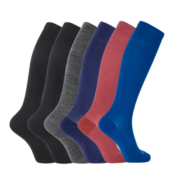 Rich Merino Wool Everyday Compression Socks (15-20mmHg) - Cushion - 6 Pack