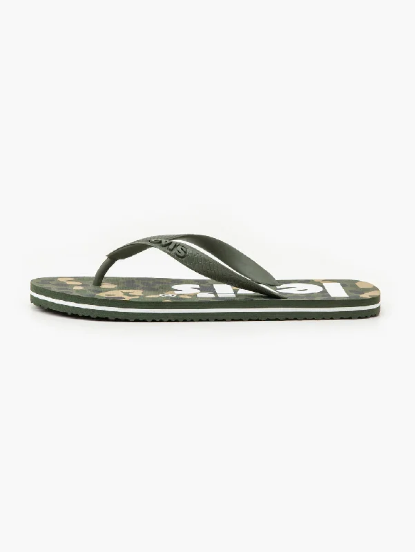 Unisex Green Brand Logo Flip Flops